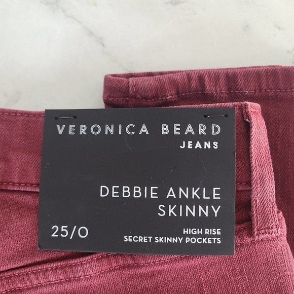 Veronica Beard Highrise Debbie Ankle Oxblood Skinny Jeans 25 NWT - Picture 7 of 9